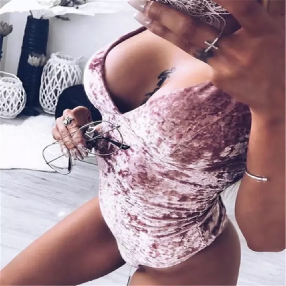 Pink Crushed Velvet Bodysuit